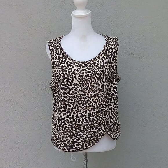 Cabi Top Women's Size Small Black Brown Tan Animal Print Knit Tank Top - Picture 5 of 5